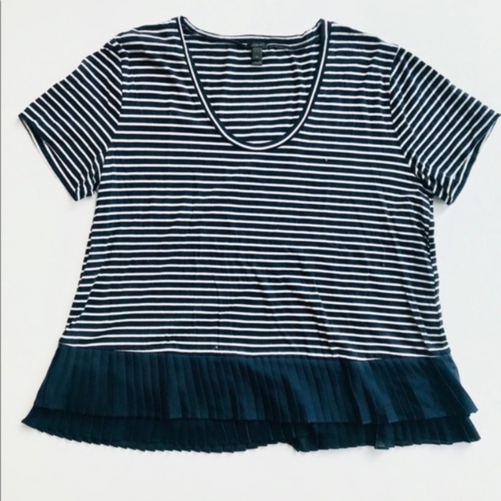 J Crew Striped Shirt with Ruffle Hem